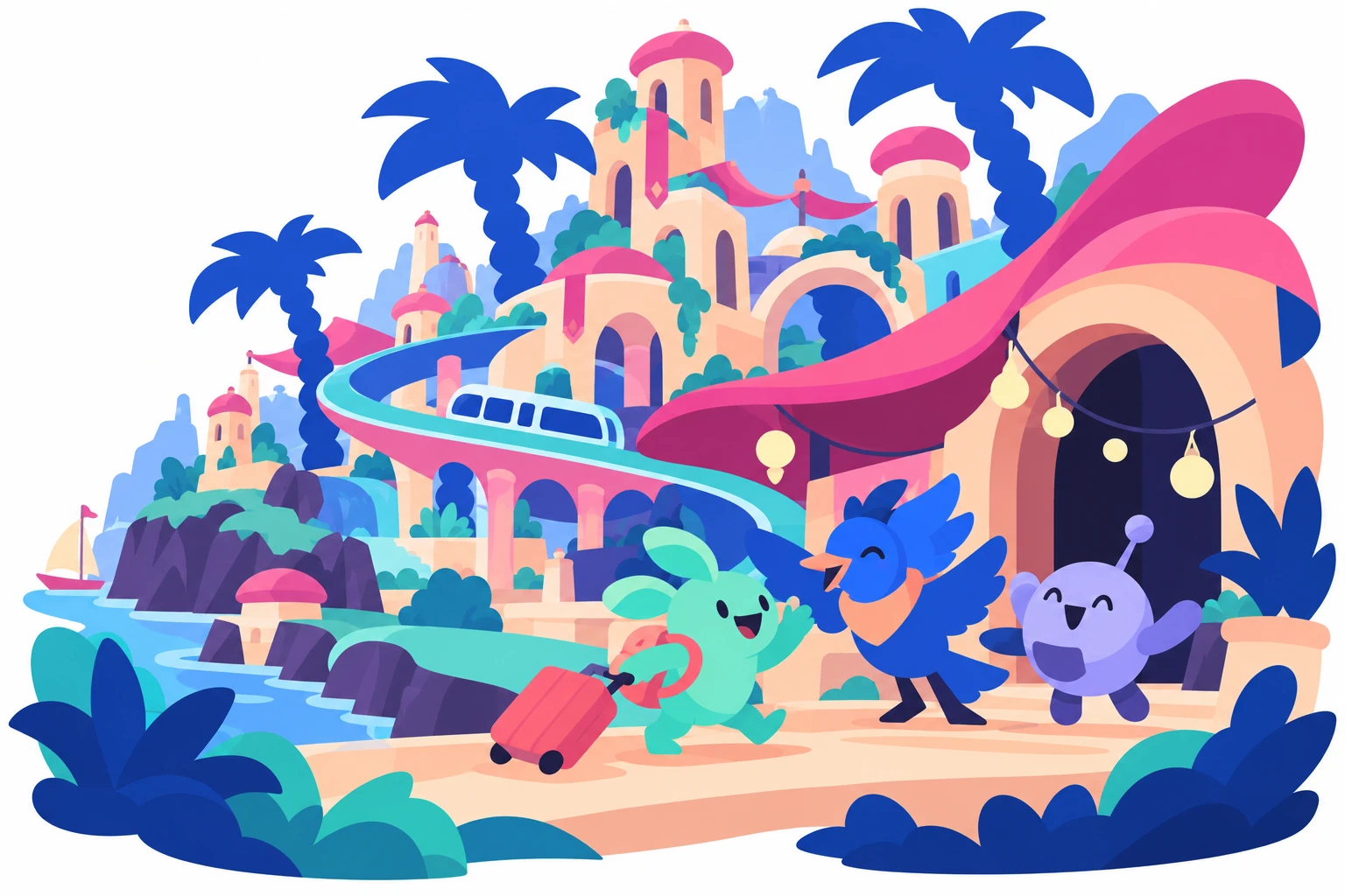 StayZ characters arriving in their new city